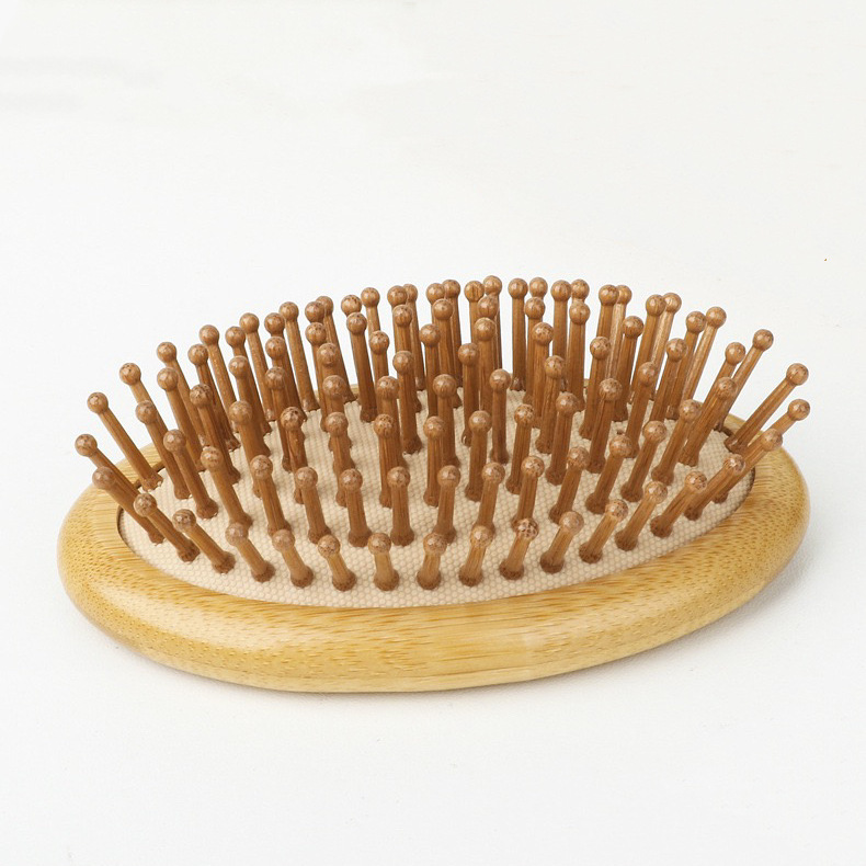손잡이 없는 타원형 나무 빗 (다이아몬드 장식 없음)