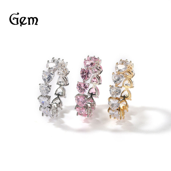 fashionable ring with stone with zircon hip-hop style