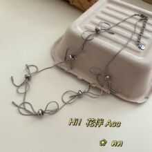 少女情结~钛钢温柔风蝴蝶结流苏项链女秋冬设计感毛衣链气质颈链