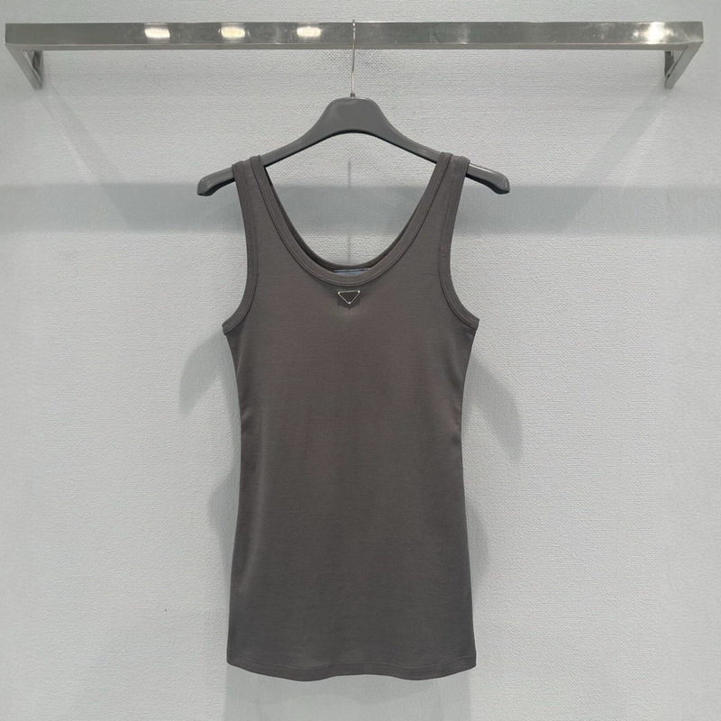 Cross-Border Foreign Trade Nanyou High-End Version 26P New Gray Vest Slim Fit Classic Style Triangle Logo Sleeveless Top S Cross-Border Foreign Trade Nanyou High-End Version 26P New Gray Vest Slim Fit Classic Style Triangle Logo Sleeveless Top S