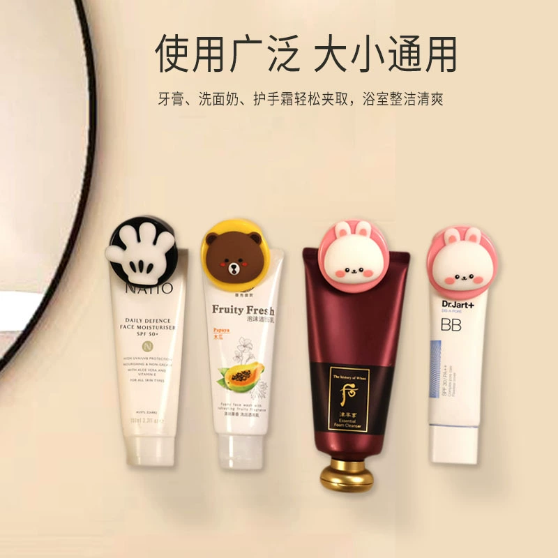 Держатель для зубной пасты в виде мультяшного персонажа, без сверления, органайзер для зубной пасты, популярный в интернете, на клейкой основе, для ванной и косметики