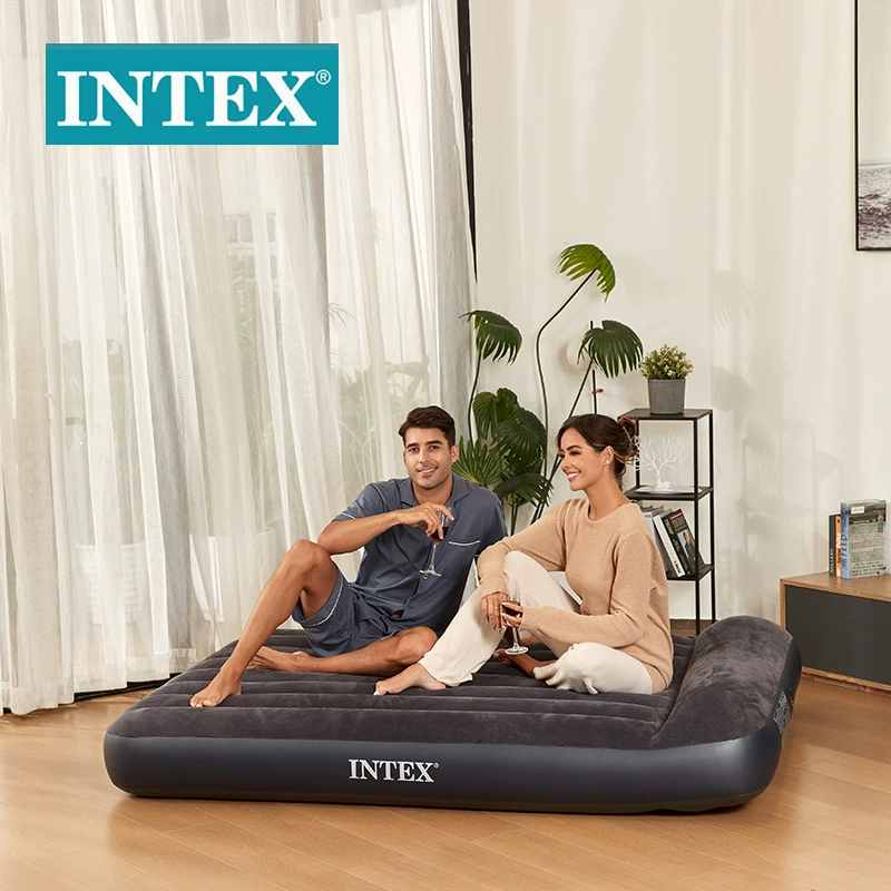 Встроенный однослойный воздухоподушка-матрац INTEX 64142 черно-белая с двумя линиями вытяжной вентиляцией, с бархатной поверхностью, для улицы, палатка головоломка