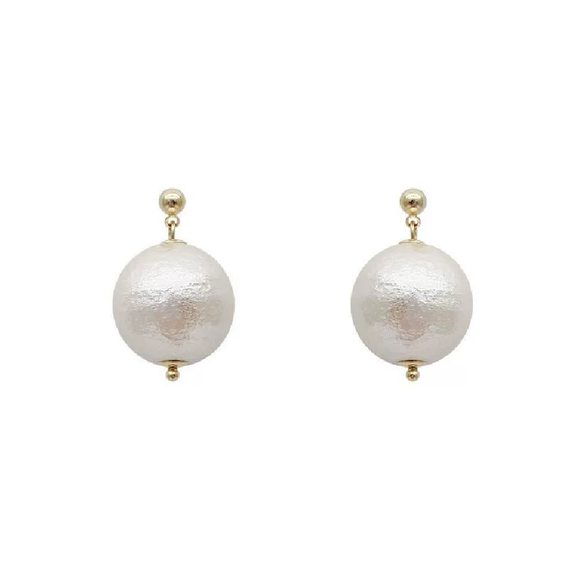 Серебряная игла, хлопковые ретро серьги из жемчуга, образец серебро 925, простой и элегантный дизайн
