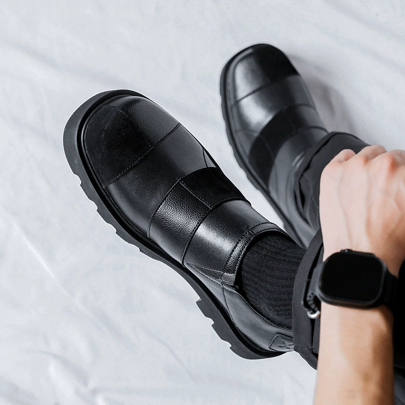 2023 кожаная обувь мужское Деловое платье, подходящее по цвету британское досуг, новая тенденция, увеличенная Мужская обувь 5885-R