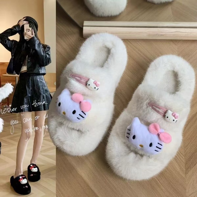 秋冬の新型の厚い底の毛のスリッパの外は女性の皮のファッションの高級な双ボタンの柔らかい底を着て軽くて豪華で軽くて糞感を踏みます。|undefined