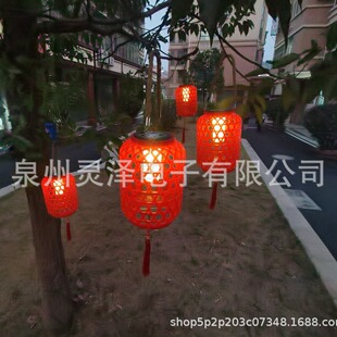 Solar lamp classical Chinese bamboo lantern (with Wick) Spring Festival lantern imitation rattan garden outdoor decoration