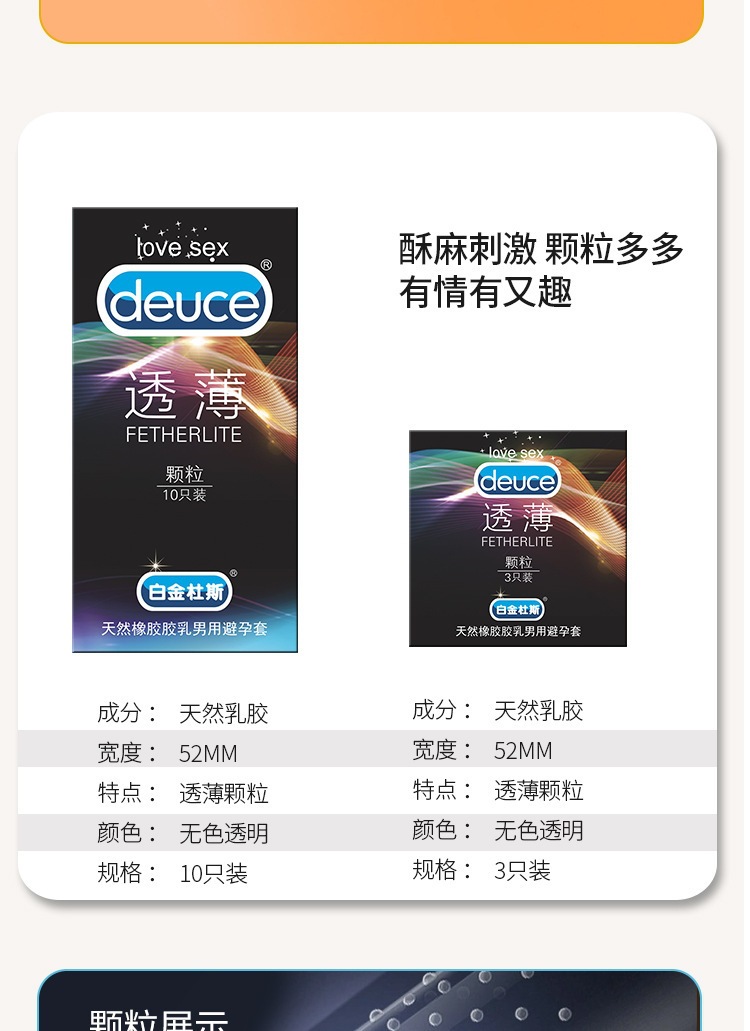 Platinum Dous Ultra-Thin Latex Condoms with Textured Threads and Hyaluronic Acid, Medium, 3 or 10 Pack — detail image 6