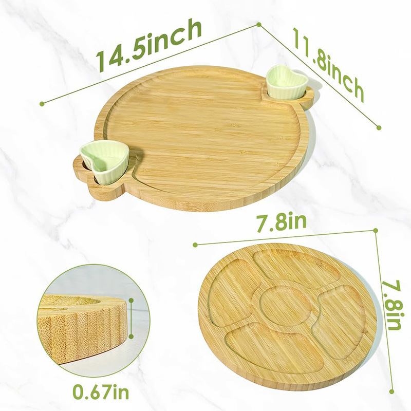 Bandeja de bambú de venta caliente transfronteriza, tabla de desayuno de amor para el hogar, bandeja de dulces de bambú y madera, tabla de cortar disponible de doble cara al por mayor