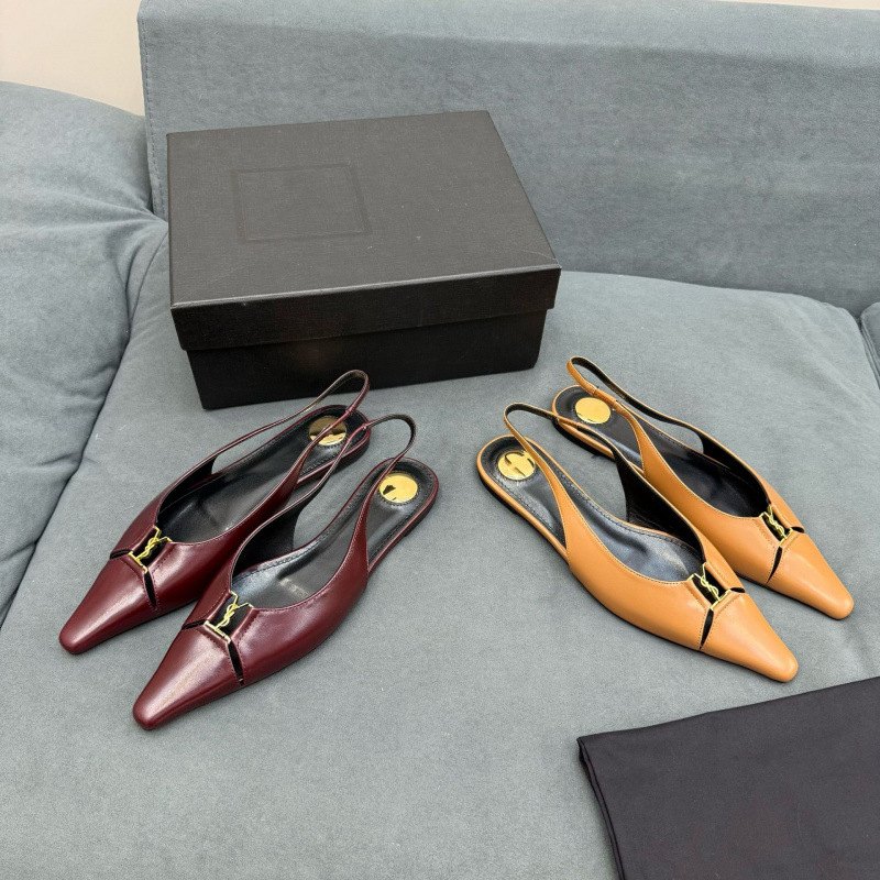 Todo cuero agudo agujero de hebilla metálica sandalias planas sexy cómodas zapatos de mujer 25 nuevos zapatos de estilo francés