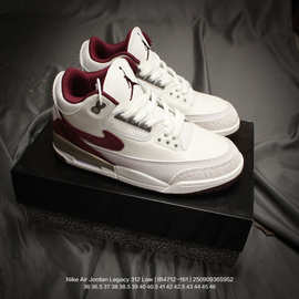 莆田鞋AJ3男女篮球鞋做旧复古黑猫头层牛皮日落白水泥纯原北卡蓝