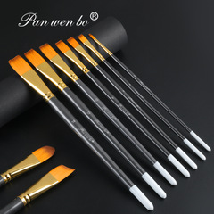 Cross-border 7-piece nylon oil painting brush for students, round and flat head acrylic, watercolor, and gouache painting brushes for art students