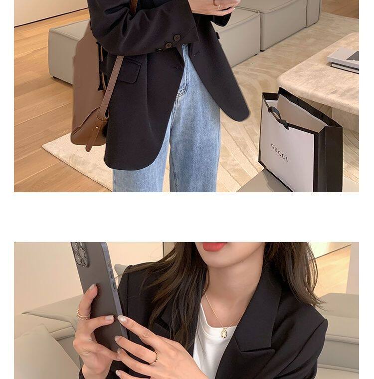 Áo vest nữ dáng suông rộng cổ vest tay dài phối túi, chất liệu polyester cao cấp — Màu xanh bạc hà chi tiết 21