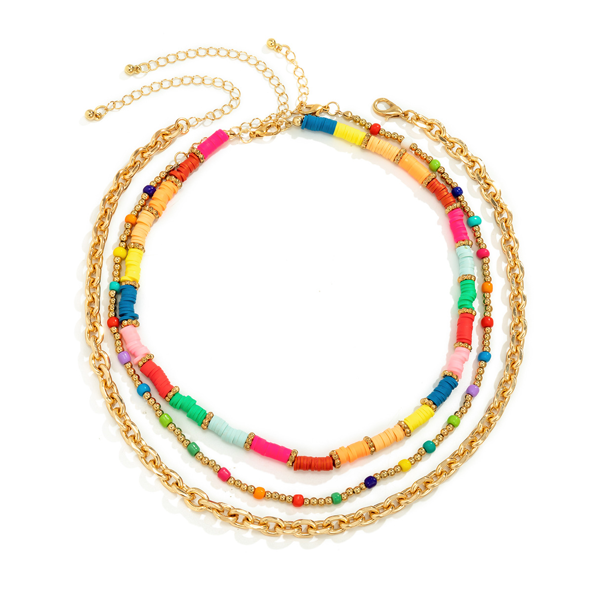 Elegant Beaded Contrast Color and Versatile Ornament Necklace Color Europe and America Cross Border
