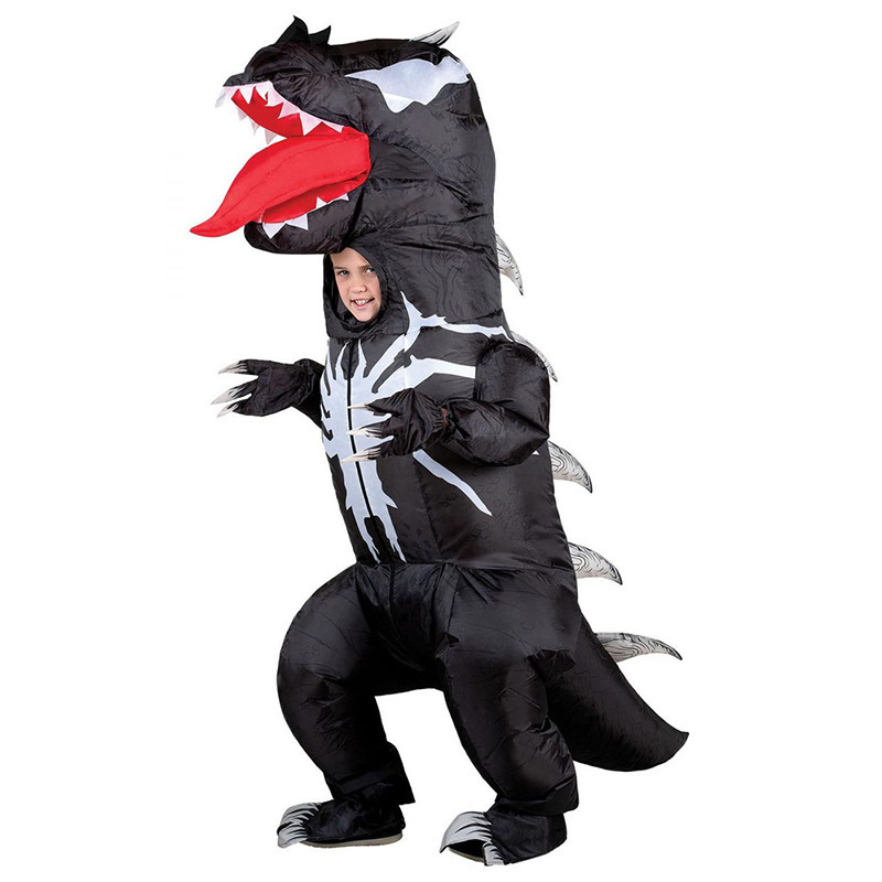 Disfraz inflable de dinosaurio de poliéster, cosplay divertido, muñeca de dibujos animados para escenario y fiesta