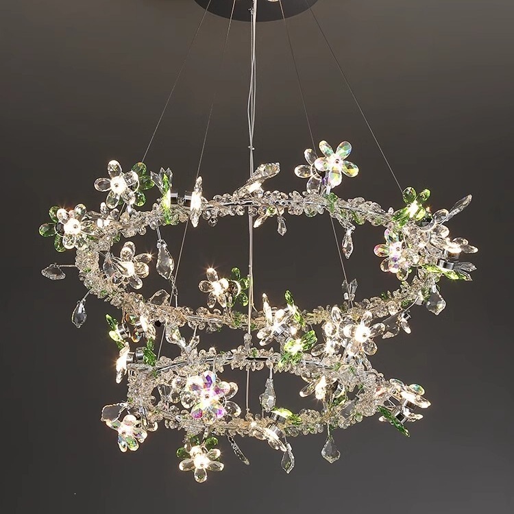 Simple and Luxurious Living Room Crystal Chandelier, Villa-Style Personalized French Creative Designer Model, Luxurious Artistic Lighting for Dining Room