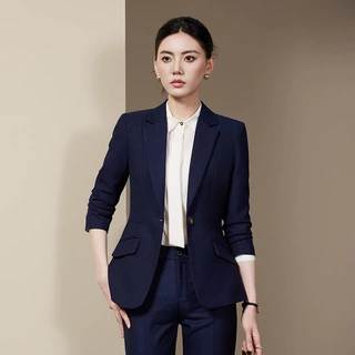 蓝色西装外套女秋季2025新款气质收腰高端经理工作服西服套装春秋