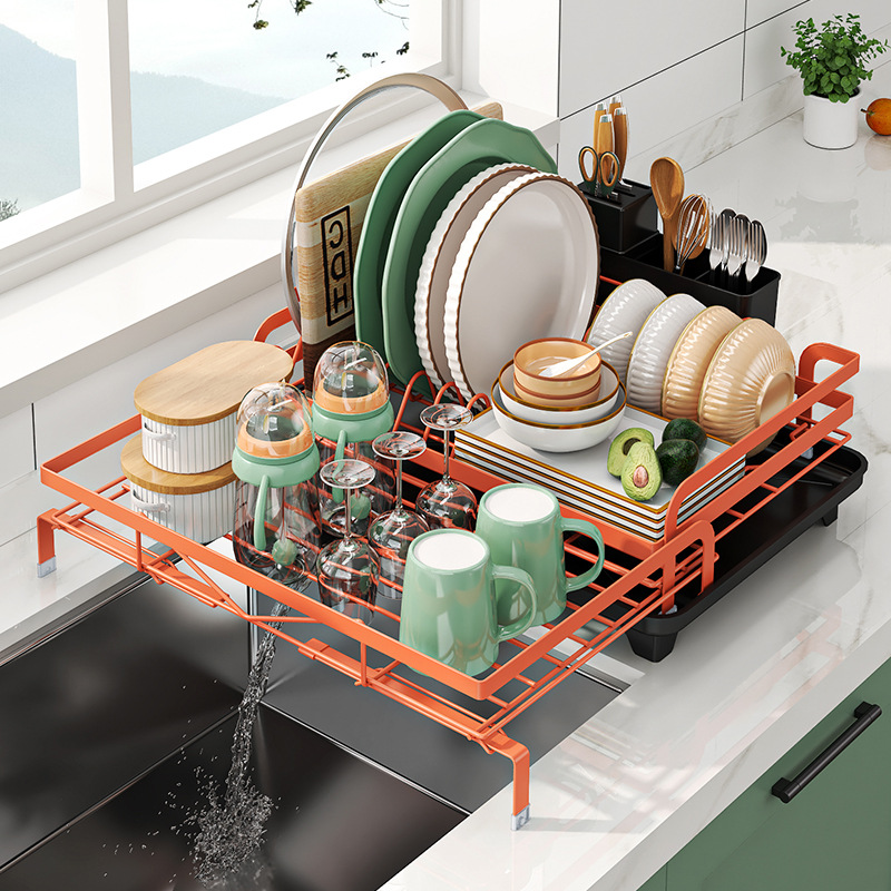 Estante de cocina para platos Estante de drenaje para platos Color multifuncional Azul Verde Amarillo Rosa Estante de almacenamiento para platos