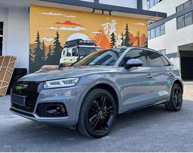 Applicable to 2018 2019 2020 Audi Q5 Fog Light Frame Grille Modification Rsq5 Mesh Glossy Black Non Sline