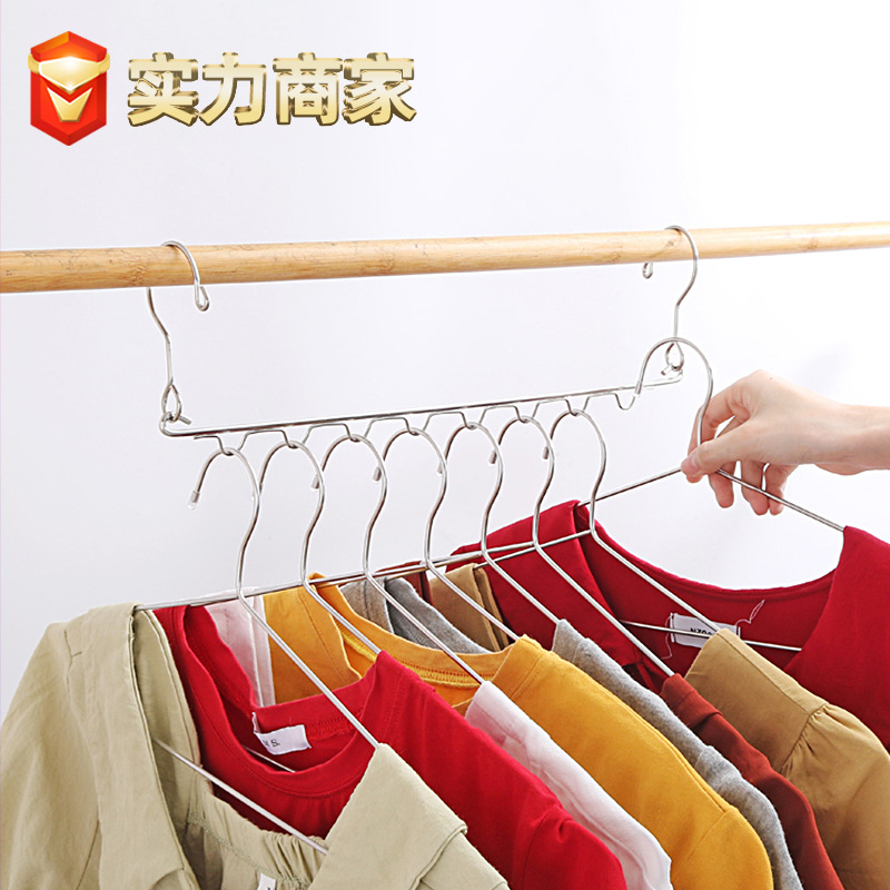 Multifunctional porous hanger stainless steel storage rack cabinet home finishing artifact folding clothes rack factory wholesale