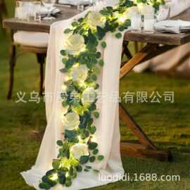 跨境亚马逊人造桉树藤条丝桉树叶藤蔓手工绿化婚礼背景拱墙装饰品