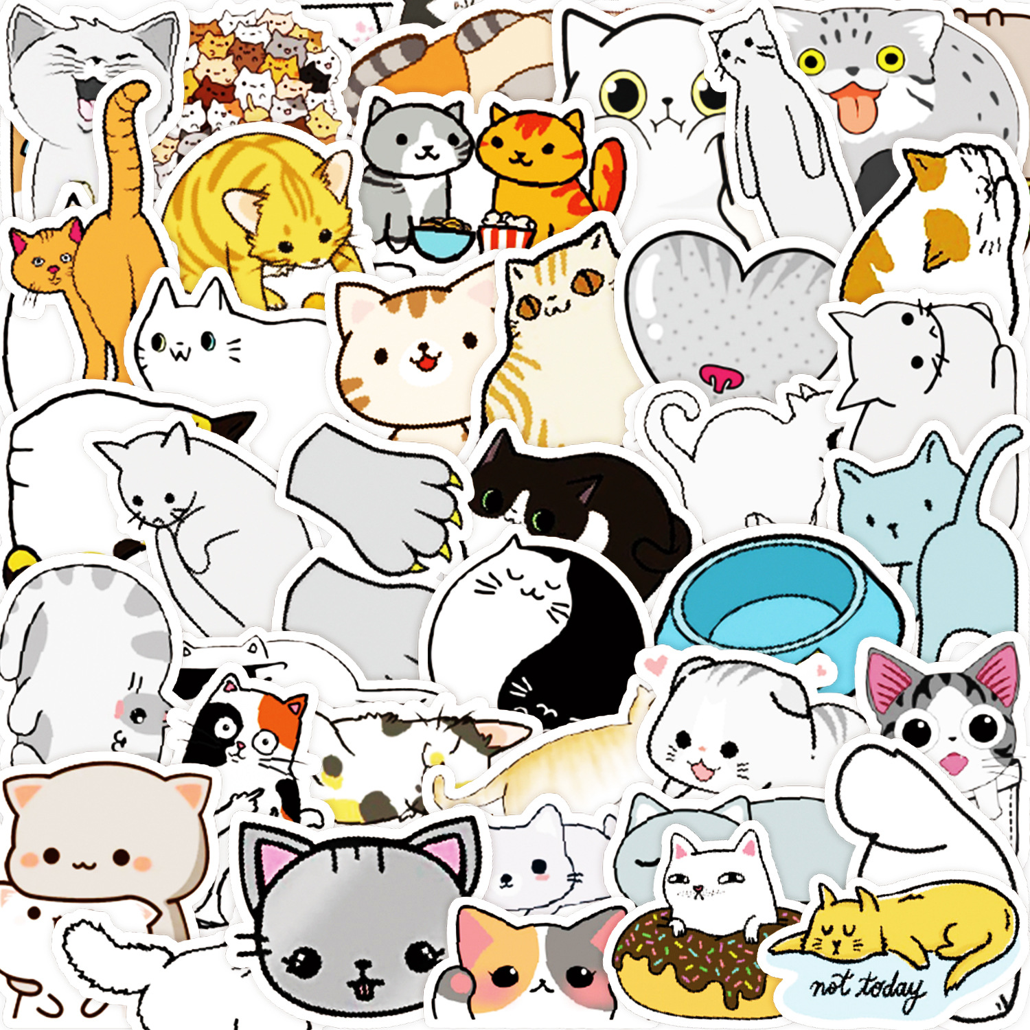 50 lindo gatito pegatinas de dibujos animados ordenador portátil teléfono taza de agua pegatinas cuaderno Diario pegatinas a prueba de agua