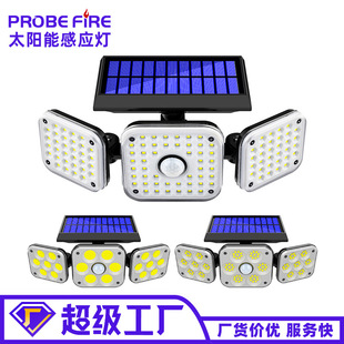 Custom Amazon solar wall lamp LED three-head rotatable waterproof outdoor induction garden light small street light