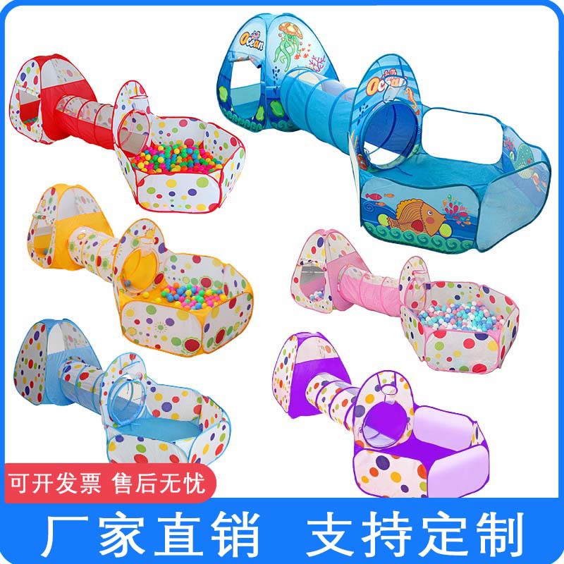 Bolalar chodir 3-in-1 cho'liq tunnel ballo havzi ichki chaqaloq o'yin chodir xot savol