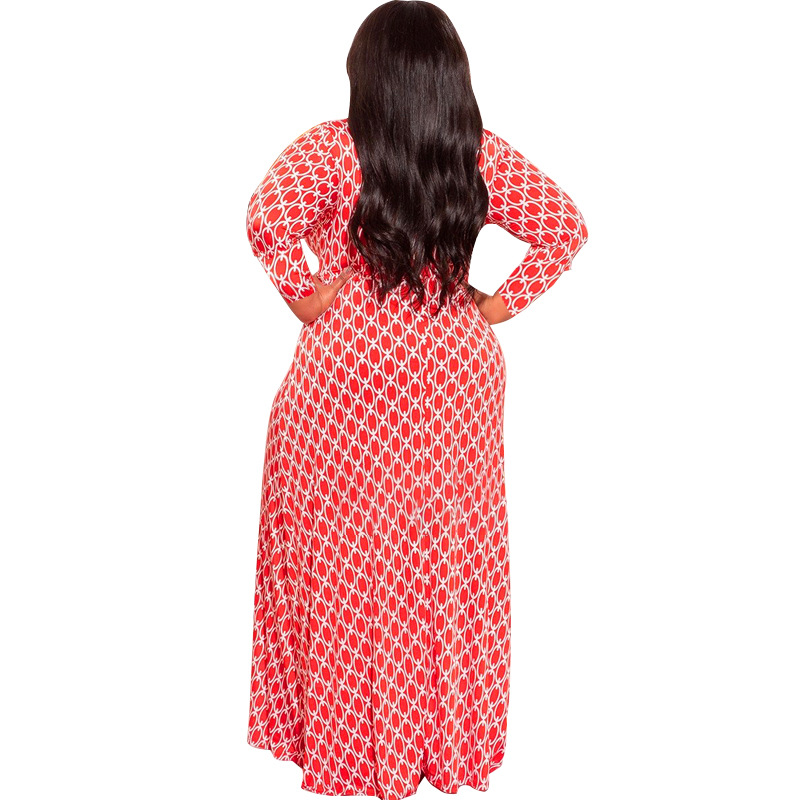 Swing Dress Streetwear Commute V Neck Long Sleeve Printing Maxi Long Dress Daily display picture 20