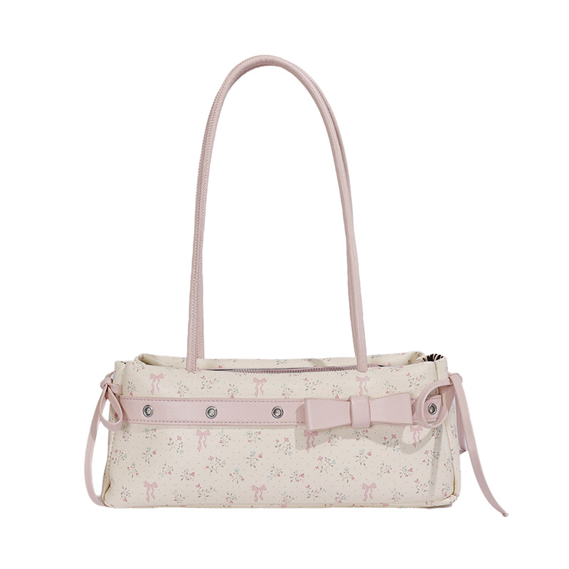 Nicho coreano bolsas de flores trituradas 2026 nueva moda versátil bolsas de brazo sensación diaria bolsas de hombro