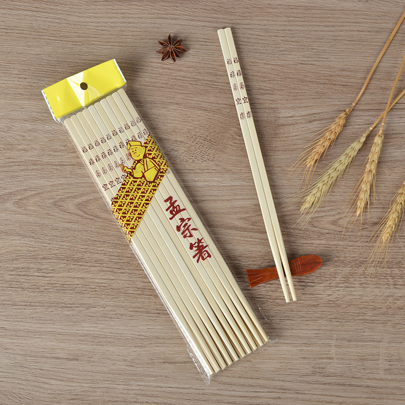 Sumpit bambu alami Mengzong, 26,5 cm 10 pasang sumpit Cina, sumpit Fu Lu Shou Yi Wuyan, sumpit bambu grosir