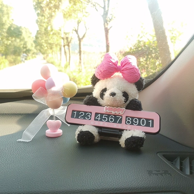 phone number sign car interior – Nömrəli dayanma kartı - happy-pink-brand-rose-knot-sitting-panda-horse-rocking-ball