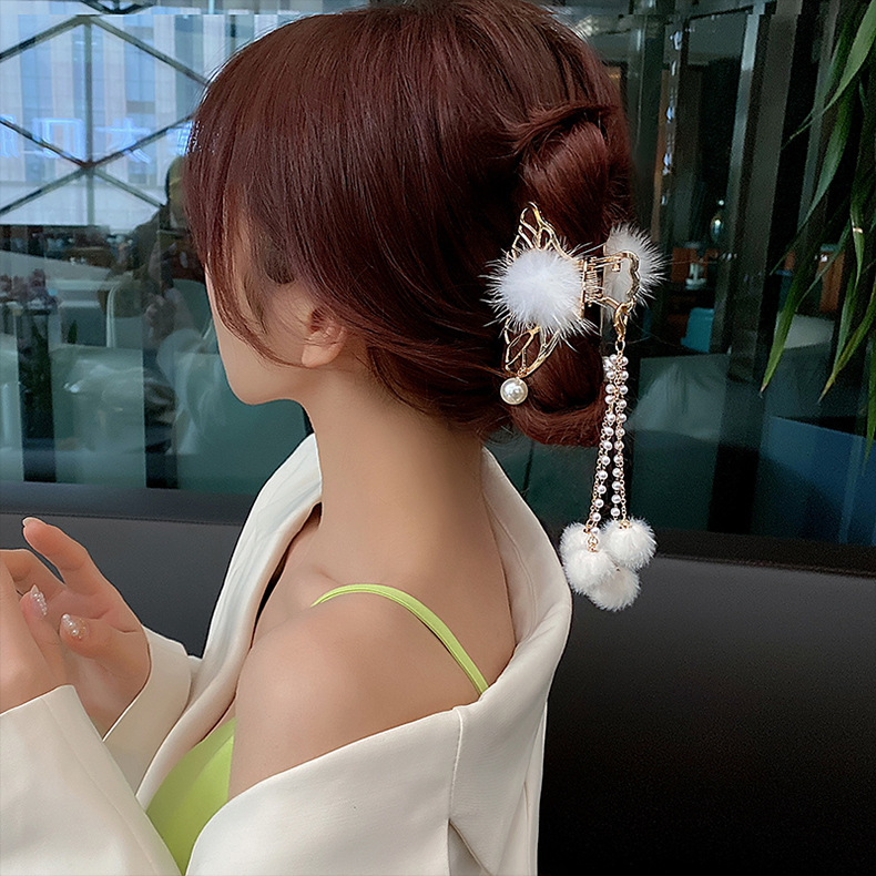 Fashion Sweet Tassel Butterfly Alloy Plating Artificial Pearls Hair Clip