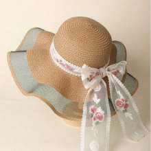 爆款现货花边蕾丝草帽女夏季防晒时尚海边沙滩遮阳帽子户外大檐