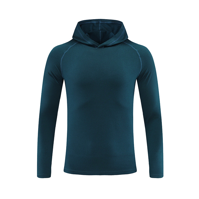 Otoño e Invierno Camiseta deportiva de manga larga Entrenamiento de fitness para hombres con capucha delgada de secado rápido transpirable estiramiento casual camiseta hombres