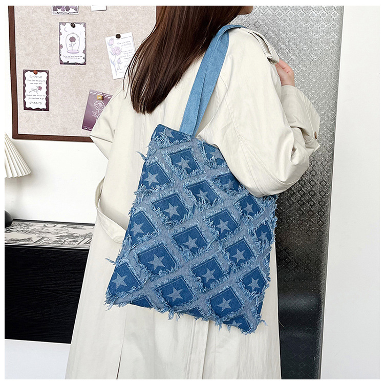 2024 New bucket bag, starry fringed fringe single-shoulder bag, autumn trendy and personalized design handbag, crossbody bag undefined