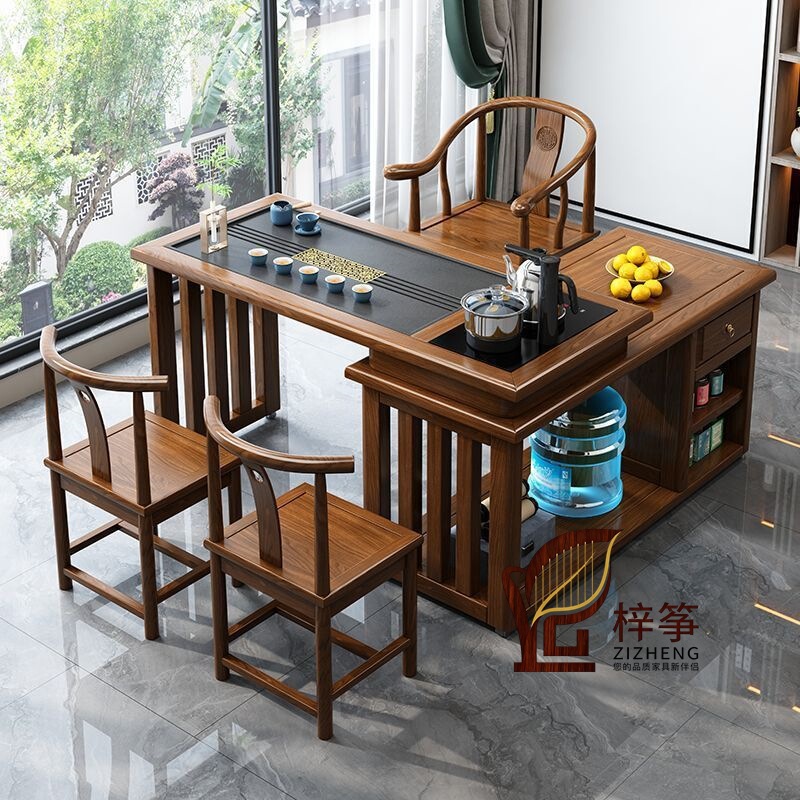 Balcony Rotating Tea Table Balcony Tea Table and Chair Combination Tea Table Household New Chinese Style Multi-Functional Small Tea Table 360 Rotation