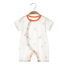 Baby Bodysuit Summer Ultra-Thin Short Sleeve Baby Half-Button Pure Cotton Hosiery Children Air Conditioning Clothes Crawling Suit