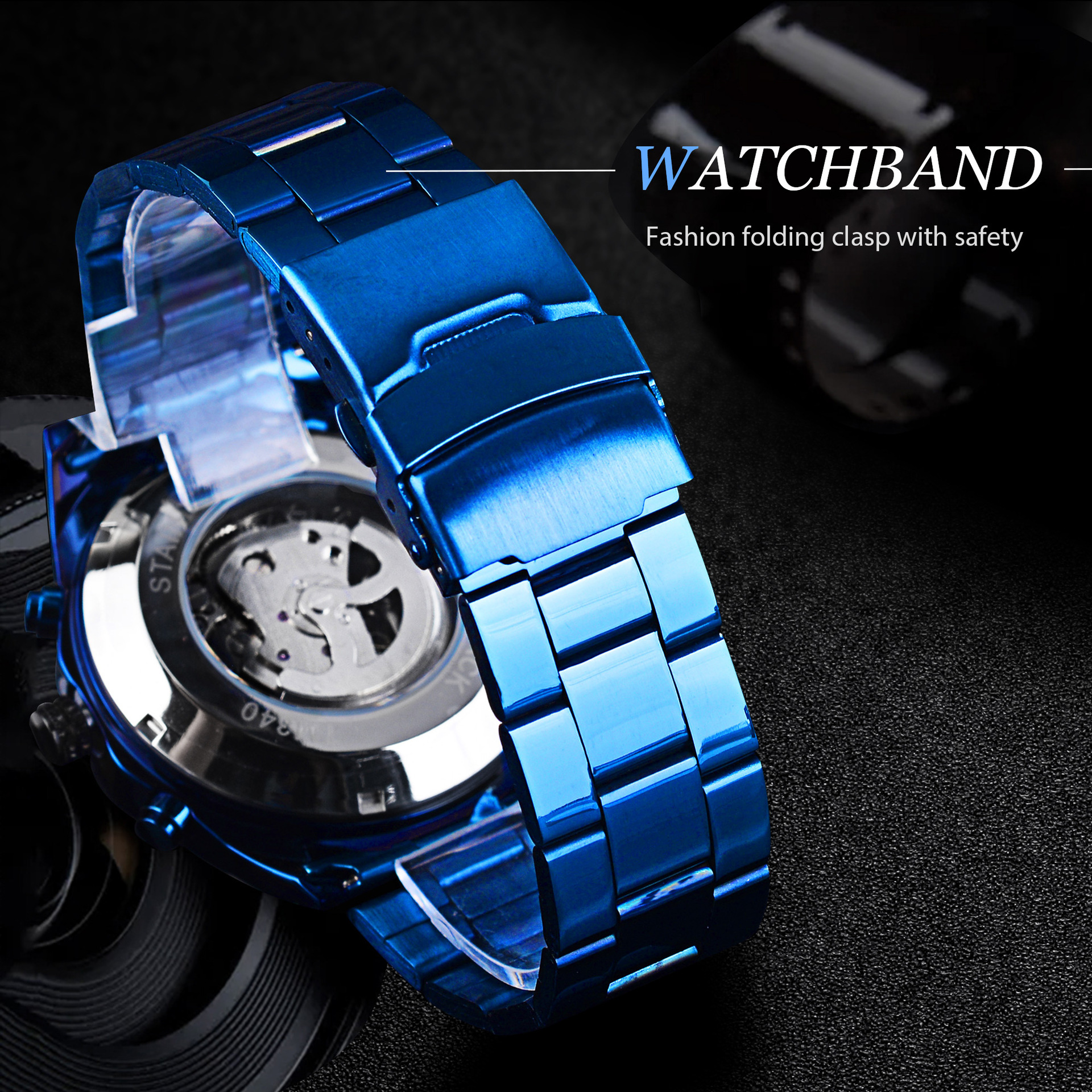 Forsining Night Glow Waterproof Automatic Mechanical Watch Fashion Hollow Waterproof Men's Watch Folding Safety Buckle_voghion.com