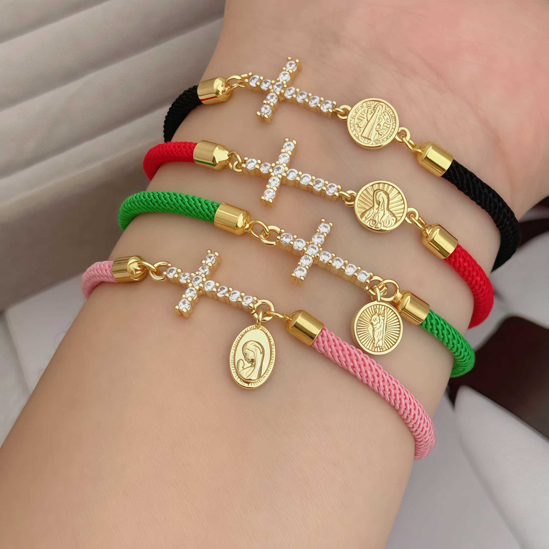 Cross-Border Handmade Religious Virgin Mary/Saint Jude Adjustable Length Bracelet Suitable for Men and Women to Wear