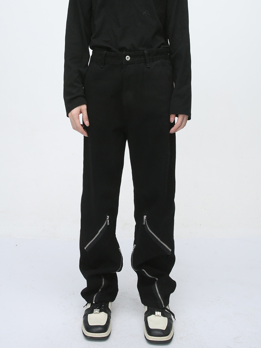 Mtlclothes ropa de hombre | 2024 cuatro estaciones nueva cremallera decoración ins moda marca diseño jeans hombres