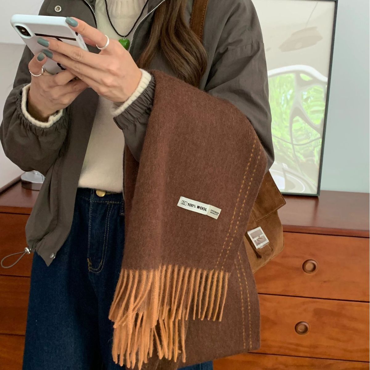 Sciarpa da coppia in edizione stretta, calda, versatile, coreana, invernale, da donna, in 100% lana, tinta unita, semplice, double face_voghion.com