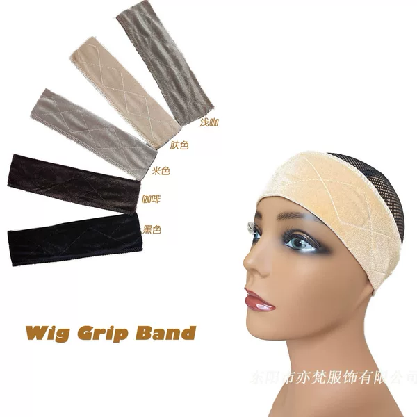 Velvet Wig Fixed Headband Adjustable Velcro Velvet Headband in stock Wig Grip Band