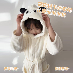 Factory wholesale cartoon soft children hooded bath skirt cape bath skirt home wear soft and delicate absorbent bathrobe