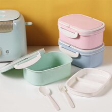 大容量小清新便当盒批发 分隔盘便当盒可微波炉加热餐盒带饭饭盒