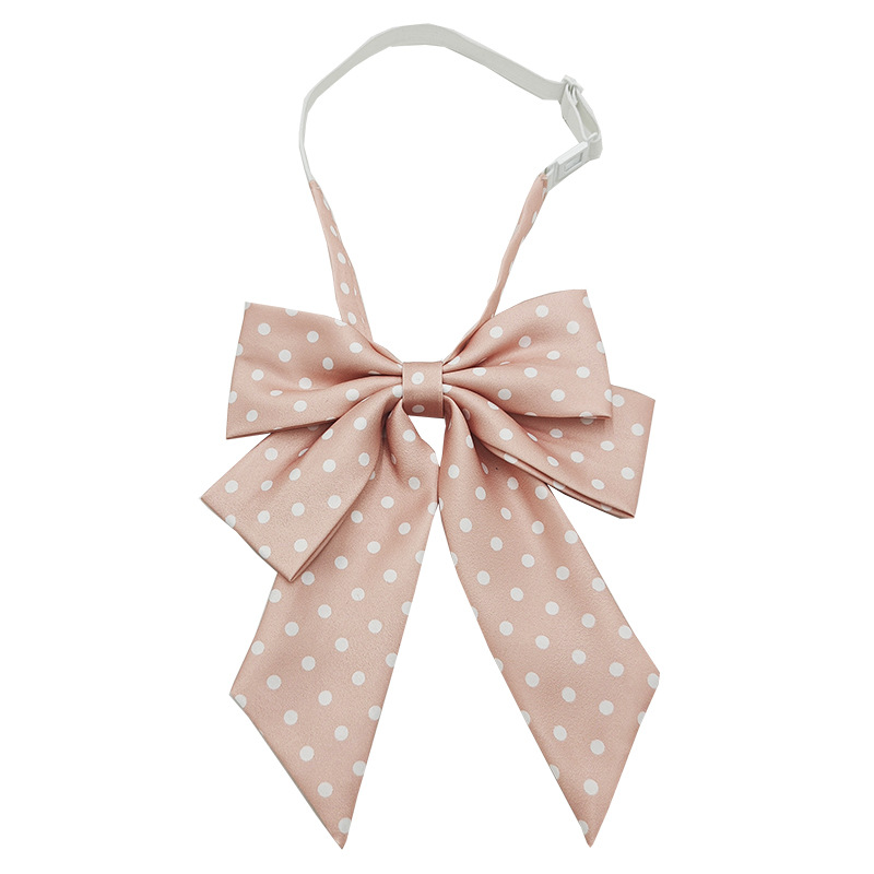 Punto al por mayor de doble capa oblicua pajarita de lunares moda nueva camisa estilo universitario uniforme enorme mango largo cuello JK flor