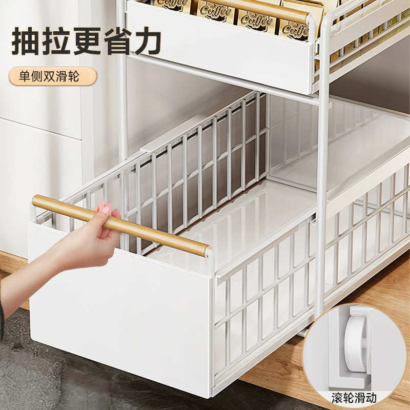 Kitchen sink storage rack pull-out layered basket in the cabinet bathroom organizer multi-functional storage rack