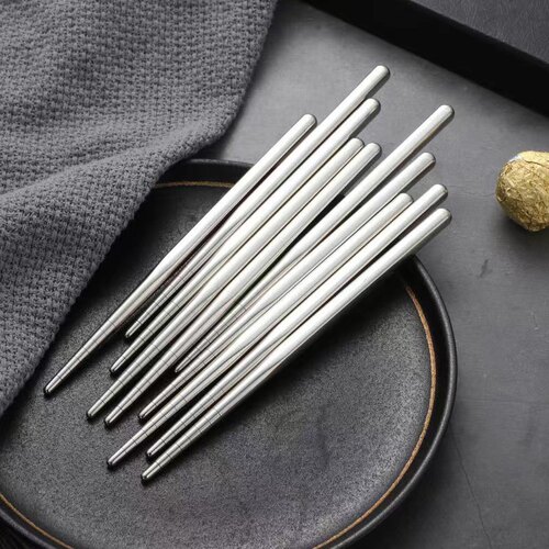 304 stainless steel 16-inch children's round square chopsticks home hotel children's anti-slip public chopsticks outdoor portable tableware set