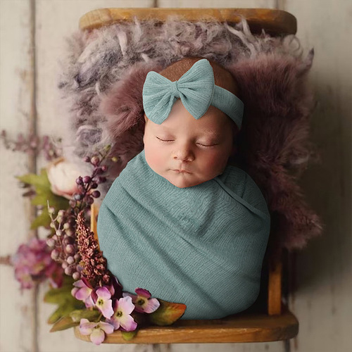 欧美热销新款新生儿拍照裹布蝴蝶节套装宝宝摄影纪念裹布