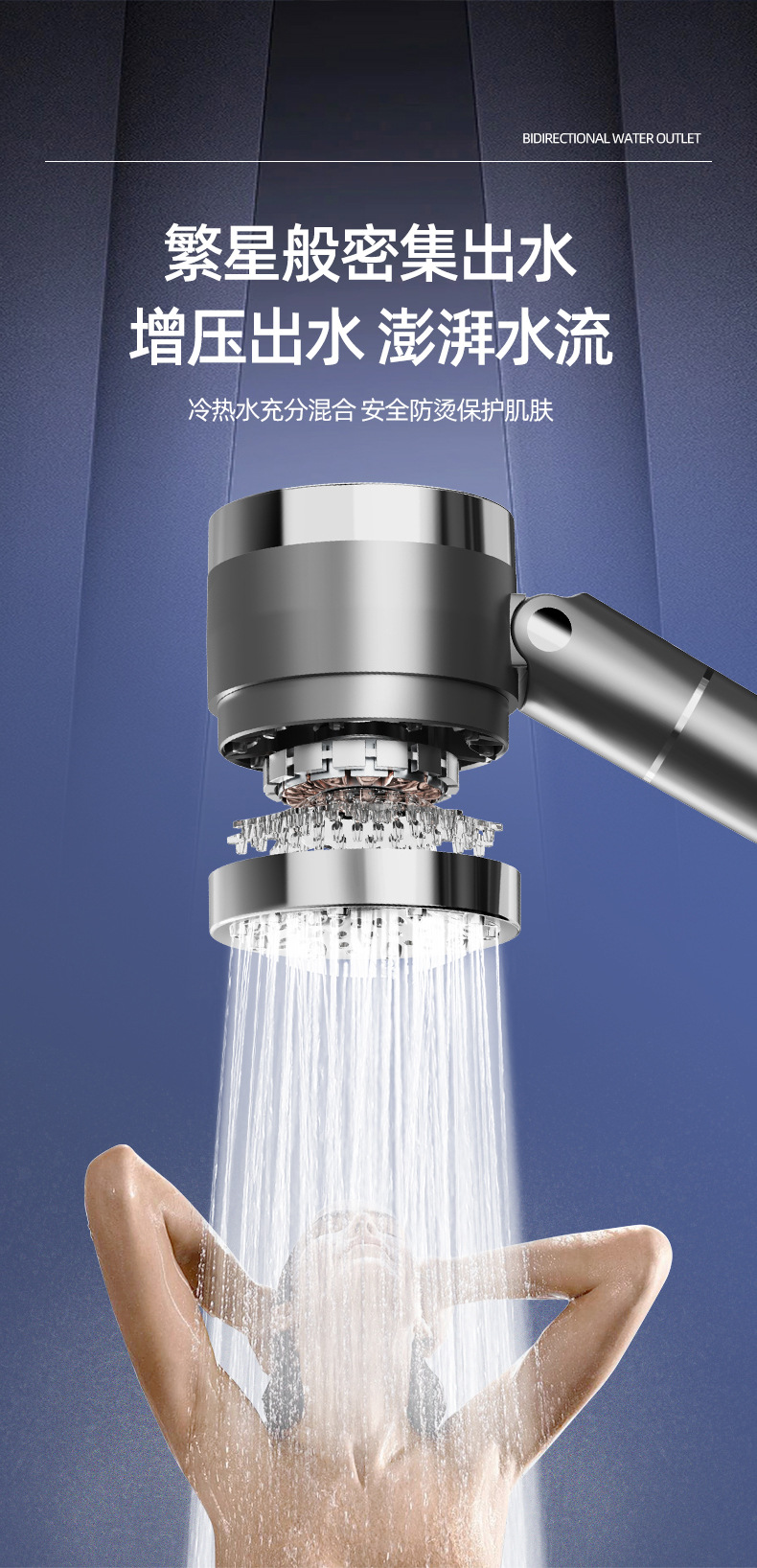 Shower head, double-sided pressurized shower head, water heater, bathroom, hand-held shower head, single head undefined