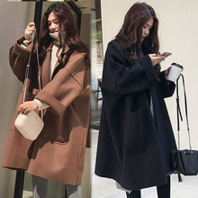 新款秋装毛呢外套女中长款韩版宽松甜美收腰学生百搭呢子大衣